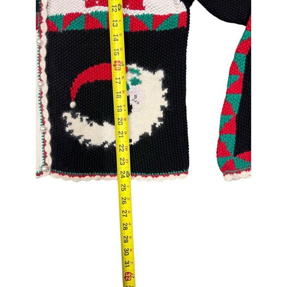Elite Petite Faux Pearl Button Up Ugly Christmas Sweater Cardigan Womens Large - Picture 5 of 6